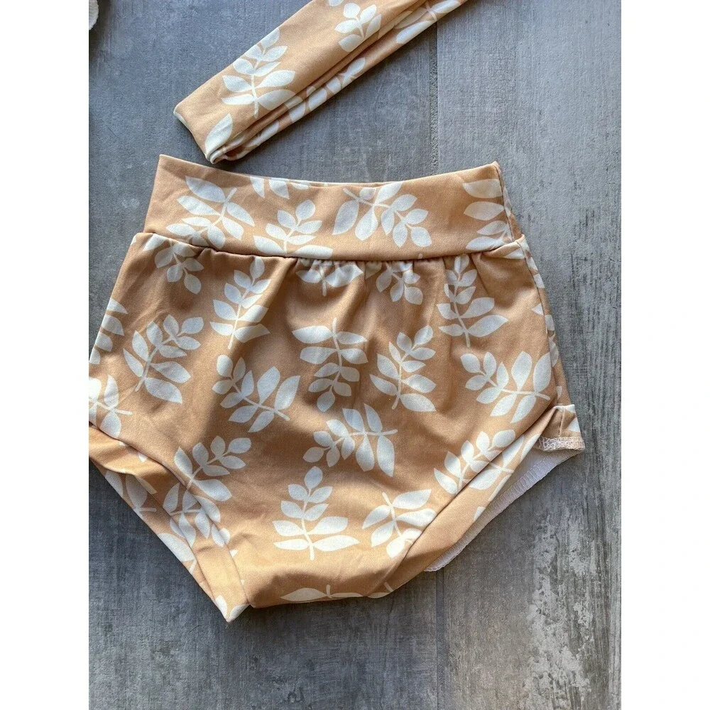 Los Angeles Boutique Girl Bodysuit Diaper Cover Bloomer Headband 3 Piece Set 6m